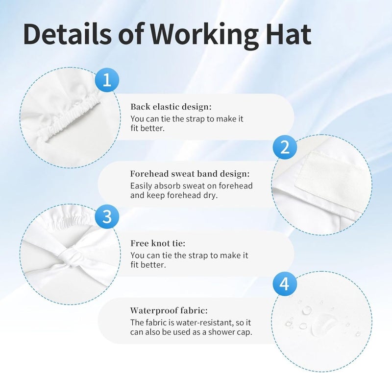 FATTTYCY Surgical Scrub Cap with Sweatband Adjustable Tie Back Working Cap for Men Women - Image 4